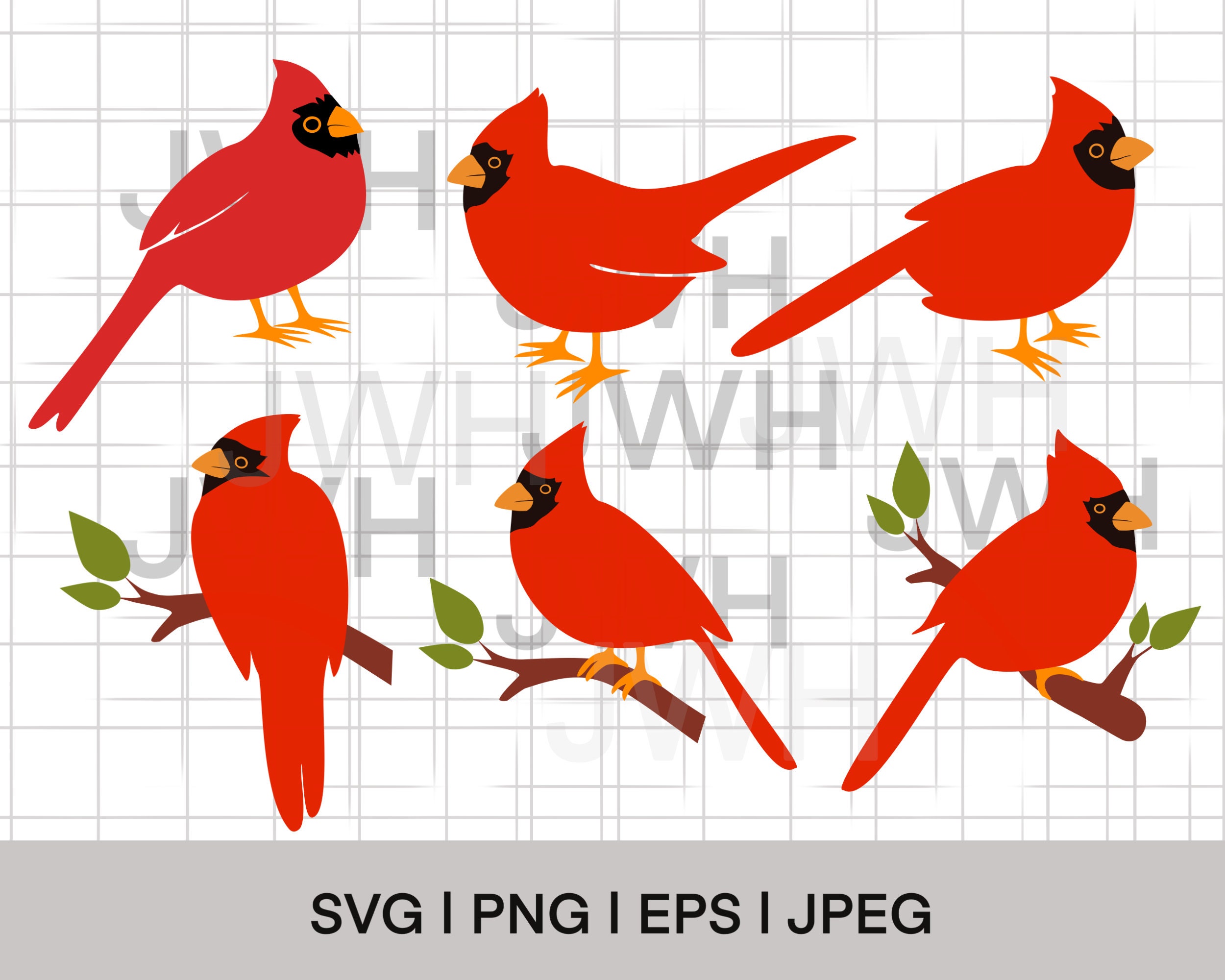 Red Cardinal SVG, Cardinal PNG, EPS, Instant Download, Digital Download,  Cardinals Clipart, Bird Vector, Bird Outline, Bird Stencil