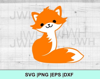 Cute Fox SVG, PNG, EPS, DXf, Instant Download, Kawaii Fox, Woodland Baby Fox Layer Svg File for Cricut, Fox Clipart, Cut file