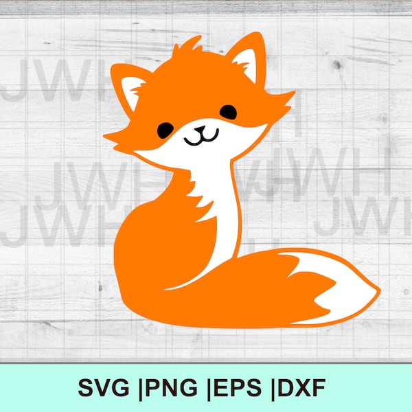 Cute Fox SVG, PNG, EPS, DXf, Instant Download, Kawaii Fox, Woodland Baby Fox Layer Svg File for Cricut, Fox Clipart, Cut file