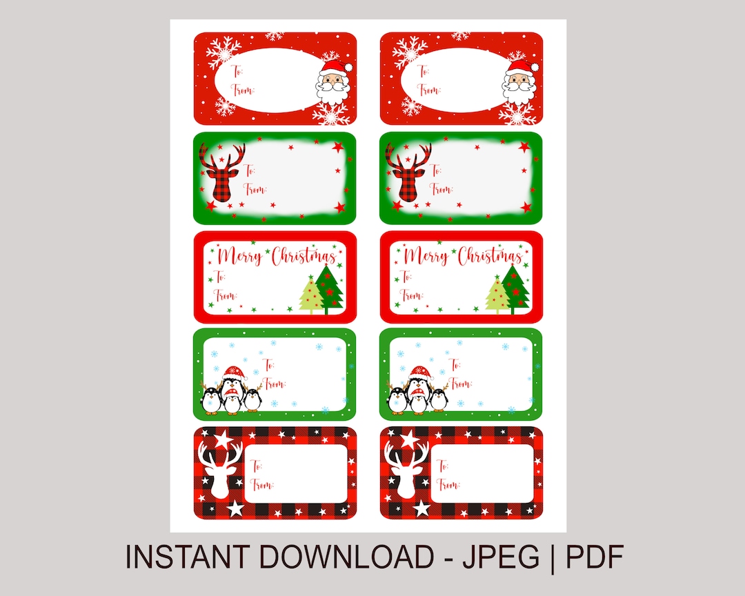 printable christmas labels, instant download, winter holiday
