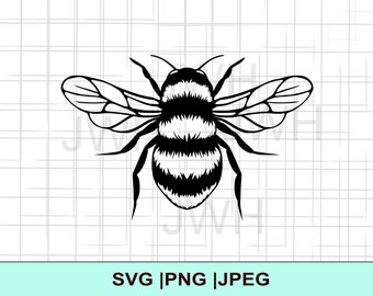 May include: Black and white line art illustration of a bee with wings spread out. The bee has a striped body and a fuzzy appearance.