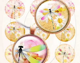 Dragonflies bottle cap images 4x6 inch digital collage sheet 1 inch round images printable downloads