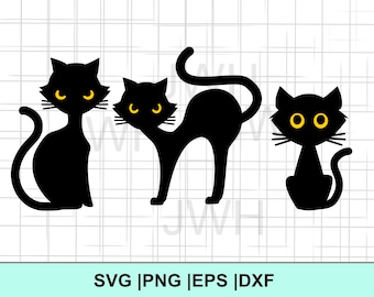 Halloween Cat SVG, PNG, EPS, DxF, Instant Download, Halloween Cat Bundle, Halloween Cat Clipart, Black Cat SvG cut files