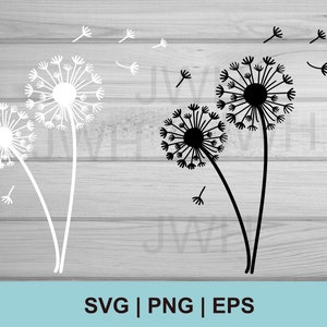 Dandelion SVG, PNG, EPS, Dandelions SVg Bundle, Instant Download,  Digital Download, Floral Clipart, Flower Silhouette SvG