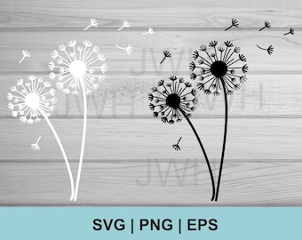 Dandelion SVG, PNG, EPS, Dandelions SVg Bundle, Instant Download,  Digital Download, Floral Clipart, Flower Silhouette SvG