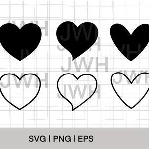 Corazón SVG, PNG, EPS, Descarga instantánea, Descarga digital, Corazón PNG, Paquete de corazones, Clipart de corazón, Vector de corazón, Silueta de corazón
