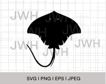 Stingray SVG, PNG, EPS, Instant Download, Digital Download,  Sea Ray Clipart, Fish Vector, Stingray Silhouette Graphic Image