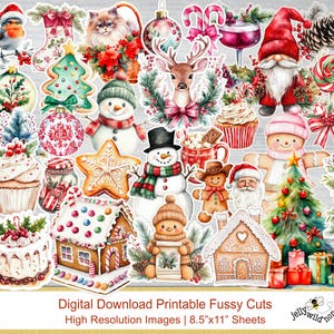 Vintage kerst kieskeurige snitten, digitale download afdrukbare, ongewenste dagboek, junk dagboek benodigdheden, scrapbooking, stickers, kaarten maken, kortstondige