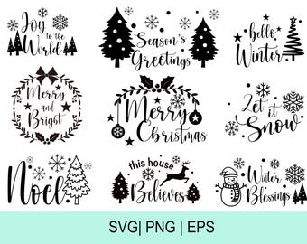 Christmas SVG Bundle, Winter Holiday, Digital Printable Download, Christmas Clipart PNG, EPS, Vector Graphic for Cricut Cut file Silhouette