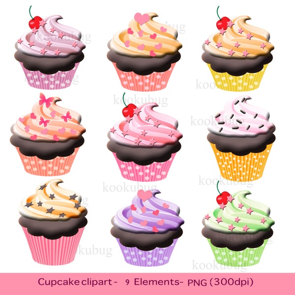 Cupcake clipart, cupcakes clip art, digital cupcake, personal and commercial use, instant download, digital clipart