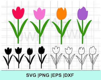 Tulip SVG, PNG, EPS, DXf, Instant Download, Digital Download, Tulips Bundle Clipart, Svg Files for Cricut, SVg Flowers, Spring Flower Floral