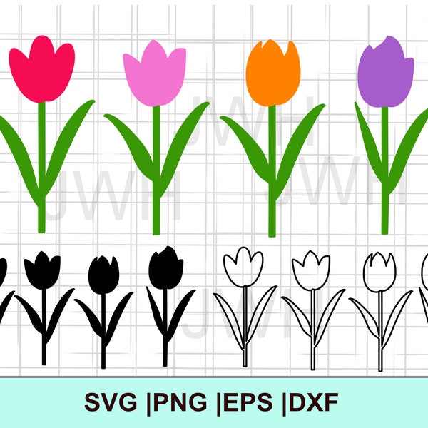 Tulip SVG, PNG, EPS, DXf, Instant Download, Digital Download, Tulips Bundle Clipart, Svg Files for Cricut, SVg Flowers, Spring Flower Floral