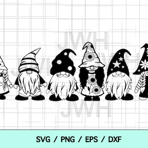 Gnomo SVG, PNG, EPS, DXf, descarga instantánea, descarga digital, clipart de gnomo, archivos SVG para Cricut, gnomo femenino SVG para cortar