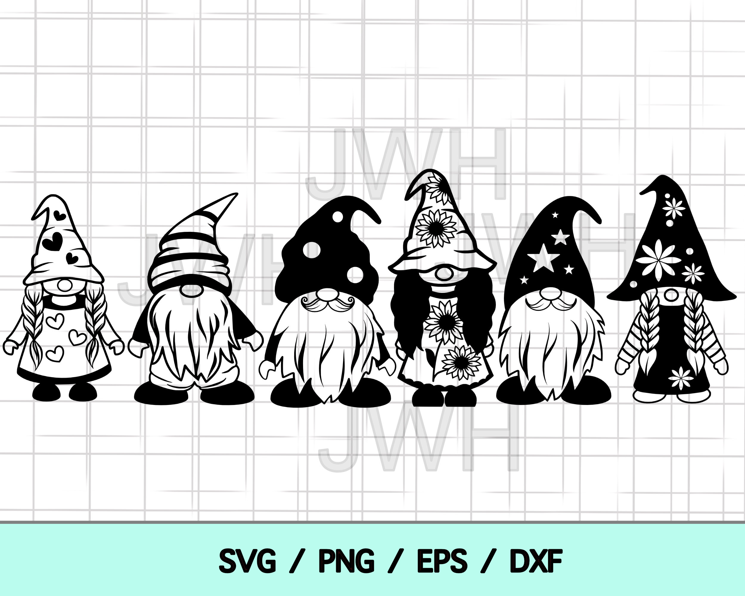 Gnome SVG, PNG, EPS, DXf, Instant Download, Digital Download,  Gnome Bundle Clipart, Svg Files for Cricut, Female Gnome Svg for Cut File