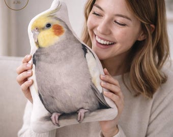 Custom Cockatiel Pillow, Realistic Bird Shaped Pillow, Personalized Pet Pillow, Cockatiel Lover Gift, Memorial Bird Gift