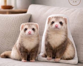 Personalized Ferret Pillow from Photo, Custom Shaped Ferret Pillow, Pet Memorial Gift, Unique Animal Pillow