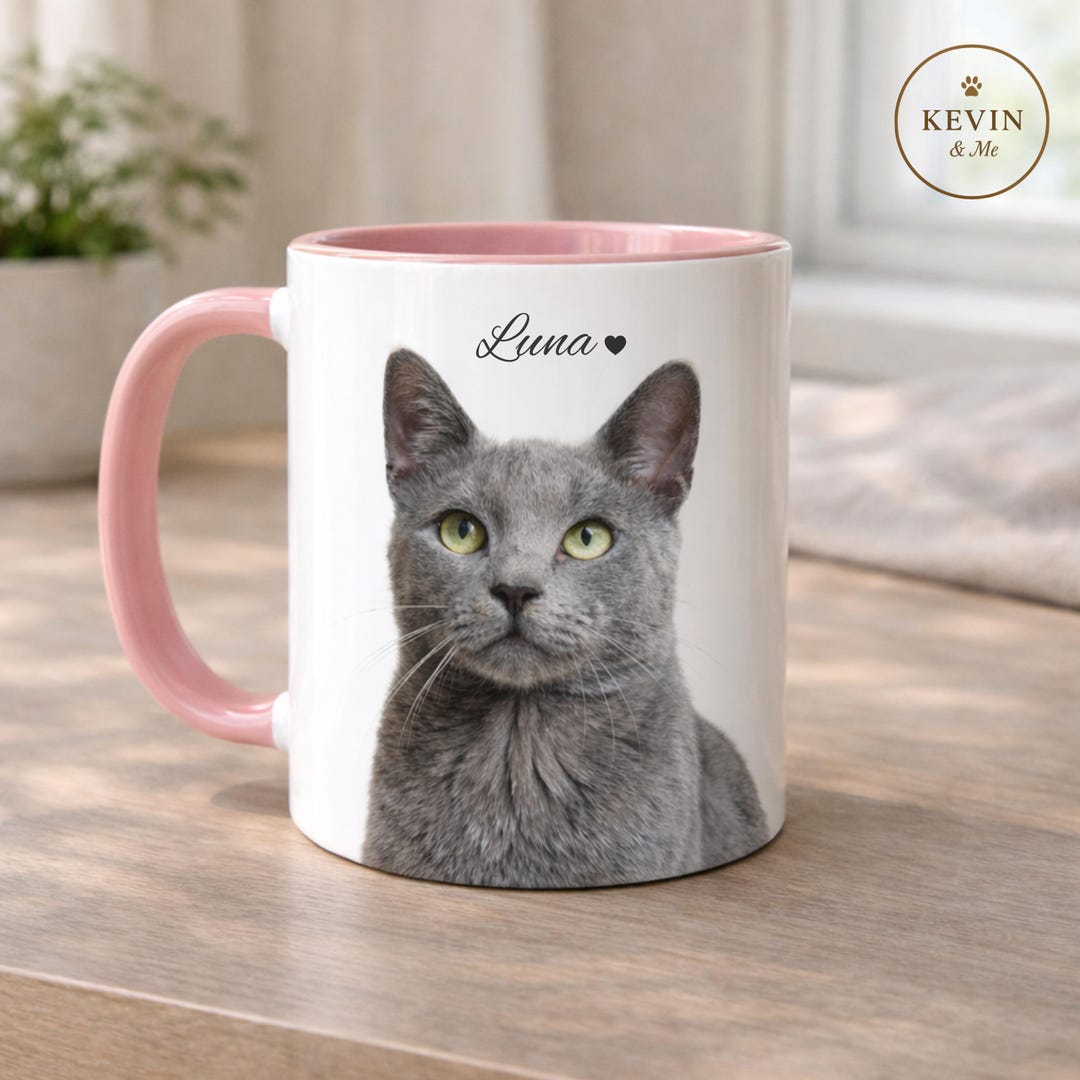 Personalized Cat Mug Custom Pet Portrait Mug Gray Cat Coffee Cup With personalized-cat-mug-custom-pet-portrait-mug-gray-cat-coffee-cup-with