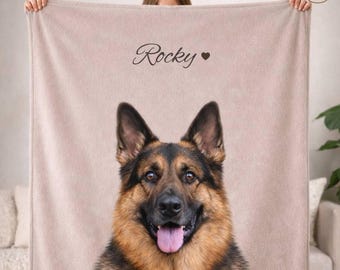Personalisierte Haustier Foto Decke mit Namen, Benutzerdefinierte Hunde oder Katzen Porträt Decke, Sinnvolles Geschenk für Tierliebhaber