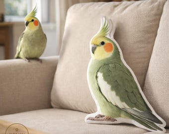Custom Cockatiel Pillow, Realistic Bird Shaped Pillow, Personalized Pet Pillow, Cockatiel Lover Gift, Memorial Bird Gift