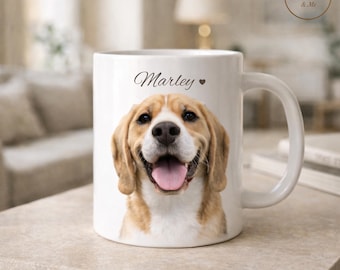 Custom Pet Mug, Personalized Dog Cat Portrait Mug, Photo Pet Coffee Cup, Custom Animal Mug Gift, Pet Lover Gift, Memorial Pet Mug
