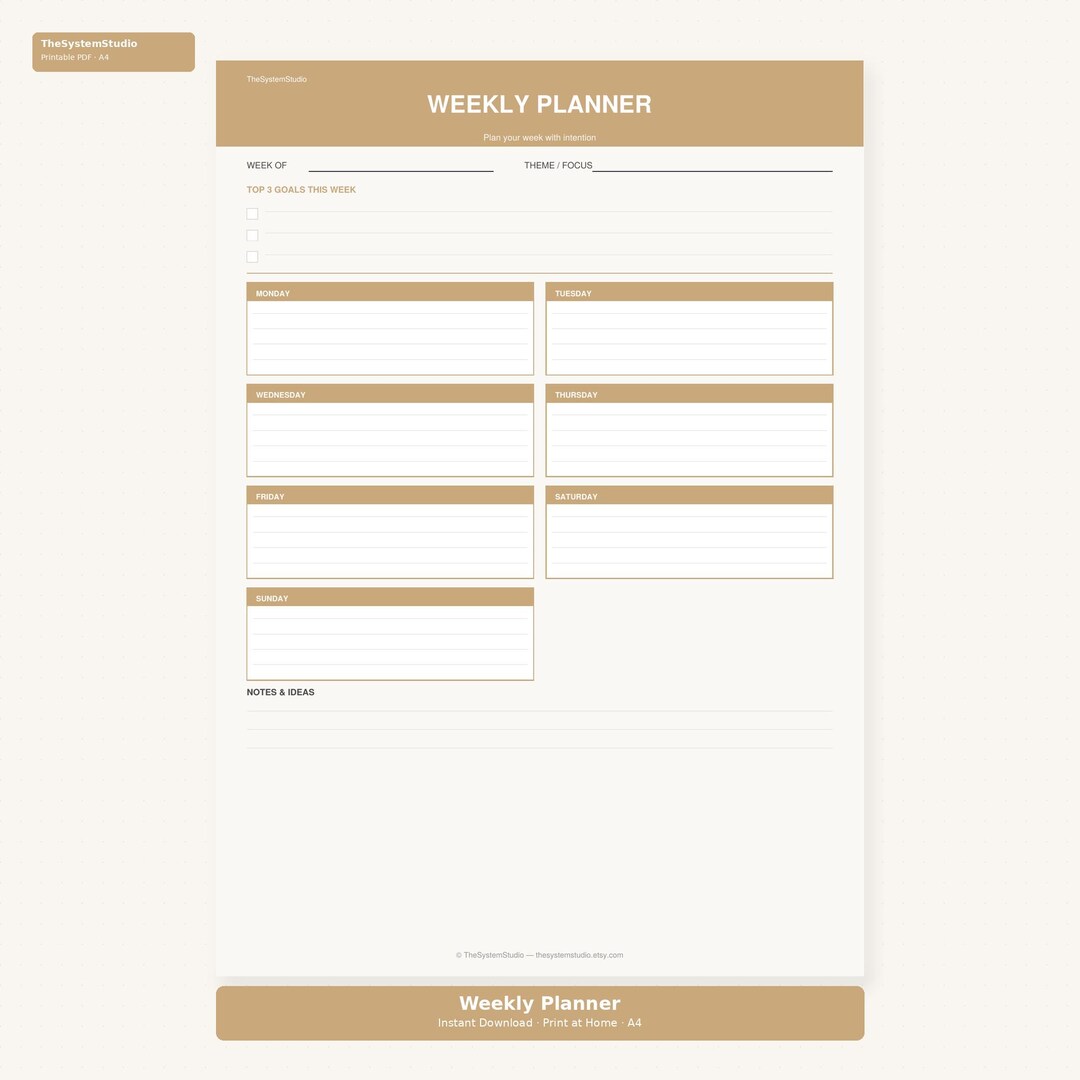 Weekly Planner Printable PDF | Undated Weekly Schedule Template | to Do ...