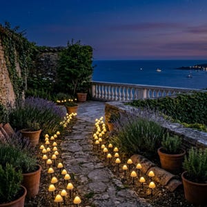 Solar Mushroom String Lights Outdoor Garden Path Warm LED Fairy Lights Patio Terrace Decor