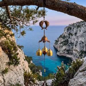 Antikes Kupfer-Fisch-Windspiel für den Außenbereich, Feng Shui-Glocke, hängendes Glückssymbol, Naturdekoration