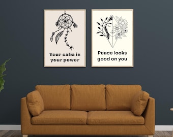 Láminas minimalistas de salud mental, decoración con frases relajantes (descarga digital)