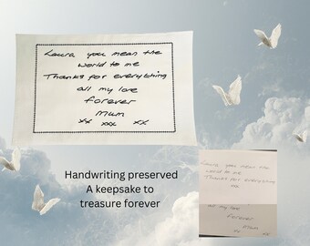 Personalized Handwriting Of Your Loved One, Embroidered On Fabric, Memory Keepsake.