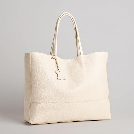 Soft  Leather Tote Bag Large Weekend Handbag with Zippered Pocket for Women