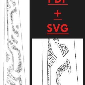 Könnte beinhalten: Schwarz-weißes digitales Design mit dekorativen, abstrakten Formen. Das Bild enthält den Text "PDF + SVG" in Rot, der Dateiformate angibt. Das Design weist komplizierte Muster und ein geometrisches Layout auf.