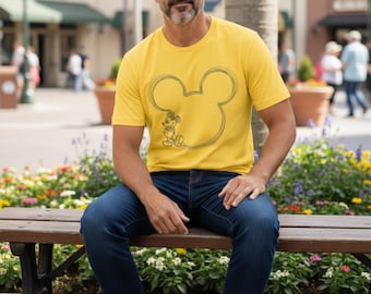 Minimalist Mouse Sketch T-Shirt, Theme Park Apparel, Bella Canvas 3001