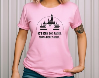 80's Born 90's Raised 100% Disney Adult T-Shirt | Vintage Castle Graphic