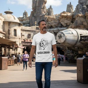 Dadalorian T-Shirt | Mandalorian Dad Helmet Illustration image 1