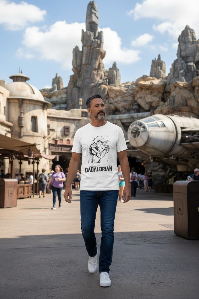Dadalorian T-Shirt | Mandalorian Dad Helmet Illustration image 1