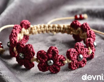 Crochet Flower Bracelet Pattern | Puff Stitch Daisy, Boho Accessory (PDF Pattern)