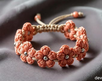 Crochet Flower Bracelet Pattern PDF | Daisy Puff Stitch (Digital Download)