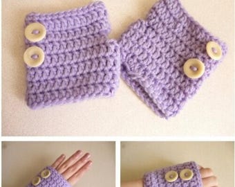 Fingerless Mitts Crochet Pattern PDF — Button Wrist Warmers Instant Download