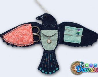 Felt Crow Sewing Case PDF Pattern | Woodland Needle Holder (Instant Download)