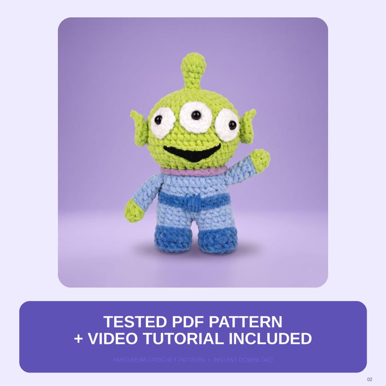 Alien Crochet Pattern, Amigurumi Three Eyed Doll, PDF Video Tutorial ...