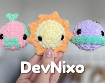Crochet Pattern Bundle: Kawaii Amigurumi Sun, Earth, Saturn Keychains (PDF Download)