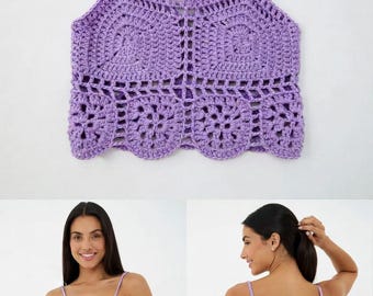 Glow in the Dark Crochet Top Pattern | Granny Square Crop Top XS-5XL | PDF Instant Download