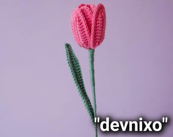 Crochet Tulip Pattern PDF | Realistic Flower Amigurumi | Step-by-Step with Photos | Instant Download | Devnixo