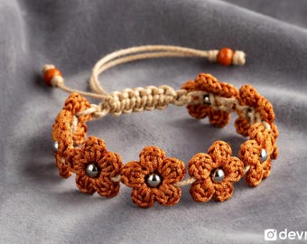 Crochet Flower Bracelet Pattern | Boho Wedding Jewelry, Bridesmaid Gift (PDF Download)