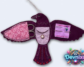 Felt Crow Sewing Case PDF Pattern | Woodland Cottagecore Needle Holder (Instant Download)
