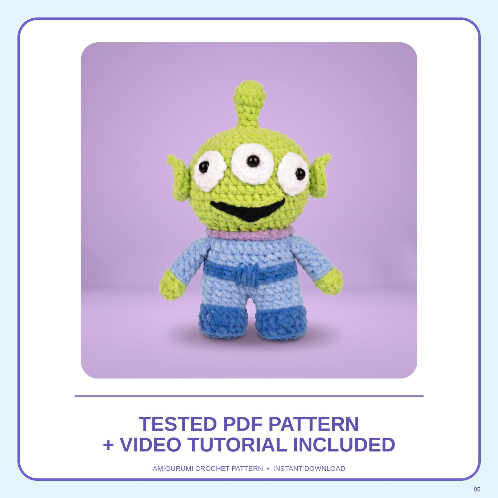 Alien Crochet Pattern, Amigurumi Three Eyed Doll, PDF Video Tutorial ...