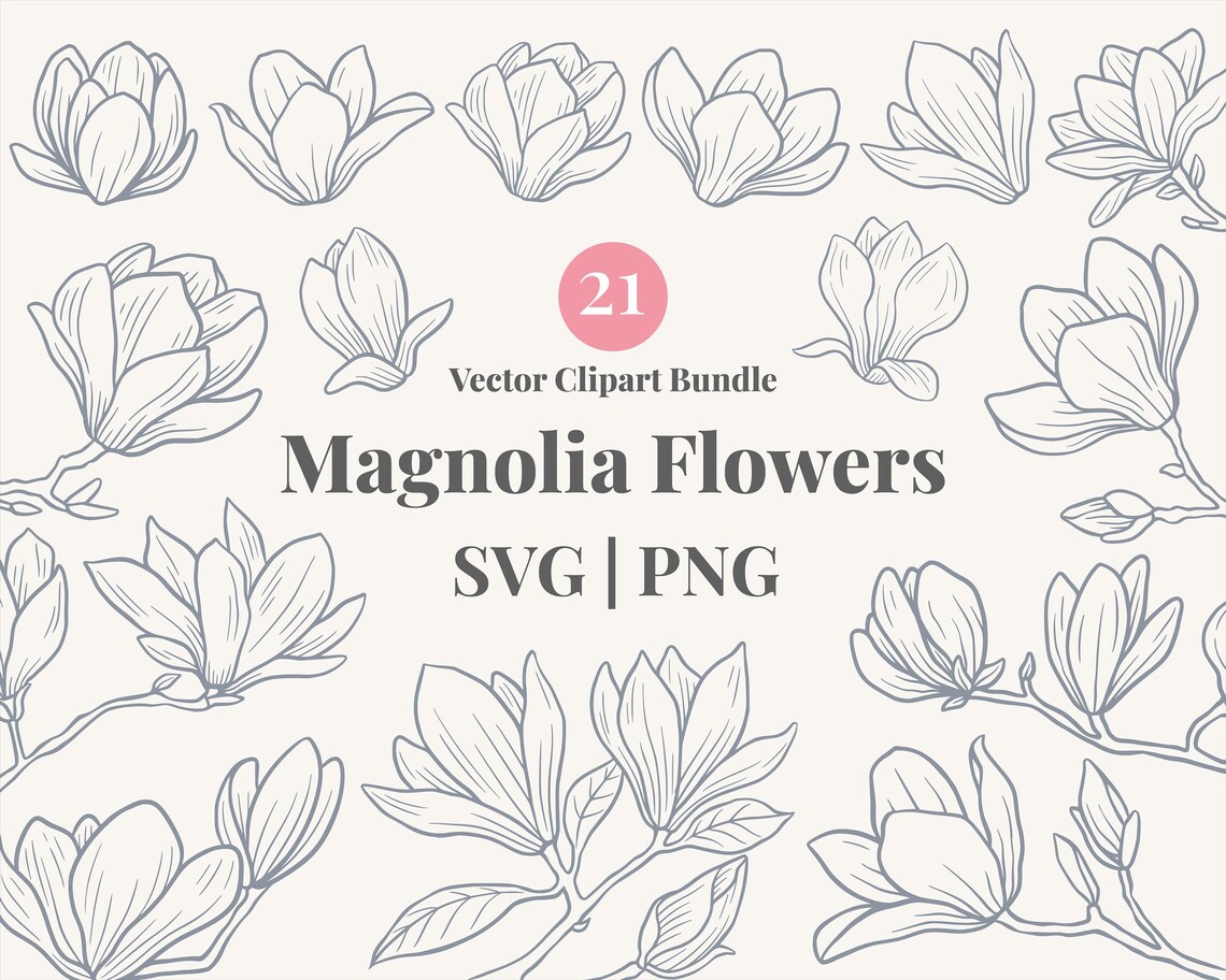 Magnolia Flower SVG PNG Bundle Hand Drawn Floral Line Art Clipart Set magnolia-flower-svg-png-bundle-hand-drawn-floral-line-art-clipart-set