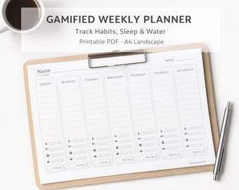 Gamified Weekly Planner | ADHD Habit Tracker | Routine Organizer (PDF)