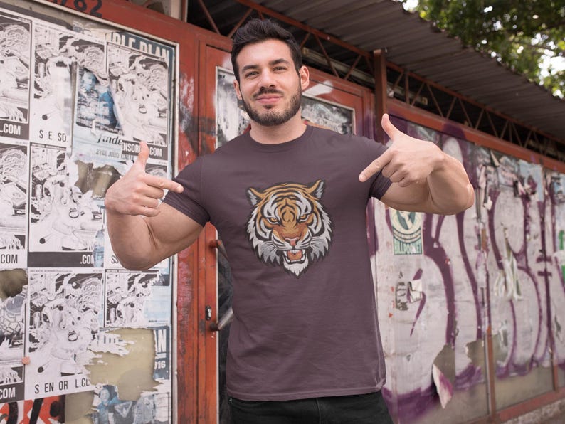 Broderidesign med vild tigerhuvud | Maskinbroderifil | 9 storlekar | Direkt nedladdning bild 7