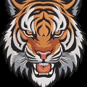 Broderidesign med vild tigerhuvud | Maskinbroderifil | 9 storlekar | Direkt nedladdning bild 10